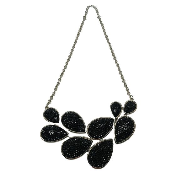 Black Teardrop Cluster Chunky Bib Necklace Pendant Gothic Statement Jewelry - Picture 5 of 8